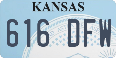 KS license plate 616DFW