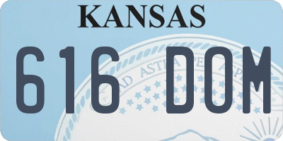 KS license plate 616DOM