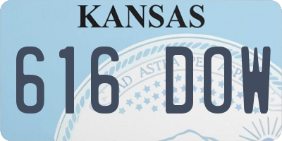 KS license plate 616DOW