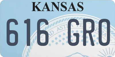 KS license plate 616GRO