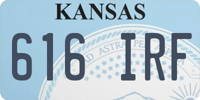 KS license plate 616IRF