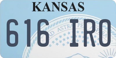 KS license plate 616IRO