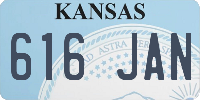 KS license plate 616JAN