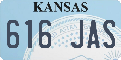 KS license plate 616JAS