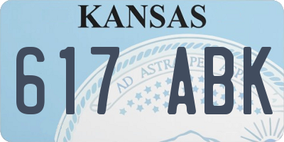 KS license plate 617ABK