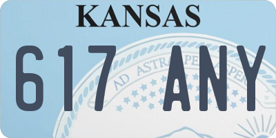 KS license plate 617ANY