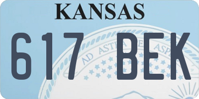 KS license plate 617BEK