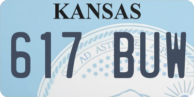 KS license plate 617BUW
