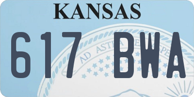 KS license plate 617BWA