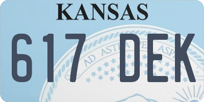 KS license plate 617DEK