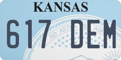 KS license plate 617DEM