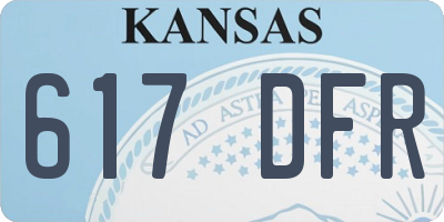 KS license plate 617DFR