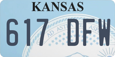 KS license plate 617DFW
