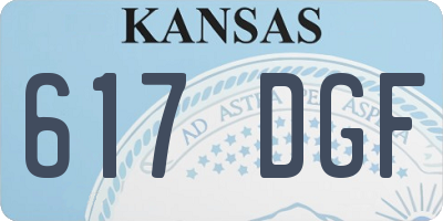 KS license plate 617DGF