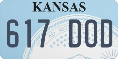 KS license plate 617DOD