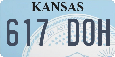 KS license plate 617DOH