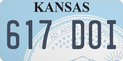 KS license plate 617DOI