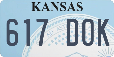 KS license plate 617DOK