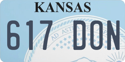KS license plate 617DON