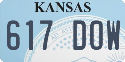 KS license plate 617DOW