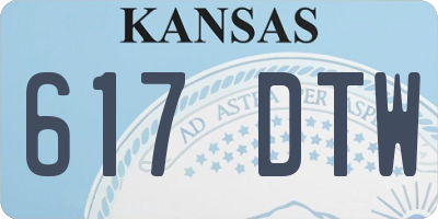 KS license plate 617DTW