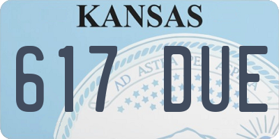 KS license plate 617DUE