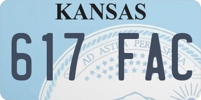 KS license plate 617FAC