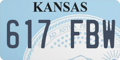 KS license plate 617FBW