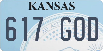 KS license plate 617GOD
