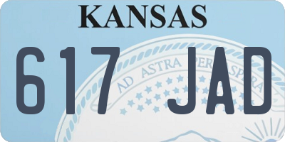 KS license plate 617JAD