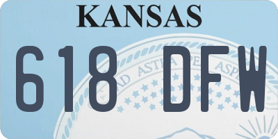 KS license plate 618DFW