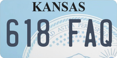 KS license plate 618FAQ