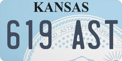 KS license plate 619AST