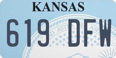 KS license plate 619DFW