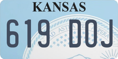 KS license plate 619DOJ