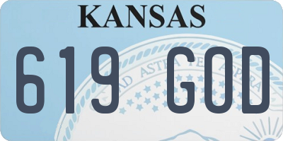 KS license plate 619GOD