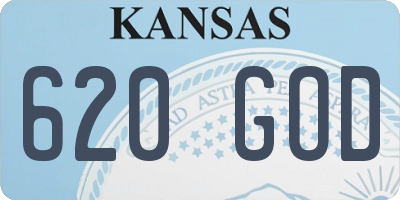 KS license plate 620GOD