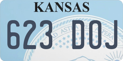 KS license plate 623DOJ