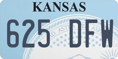 KS license plate 625DFW