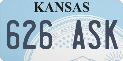 KS license plate 626ASK