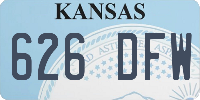 KS license plate 626DFW