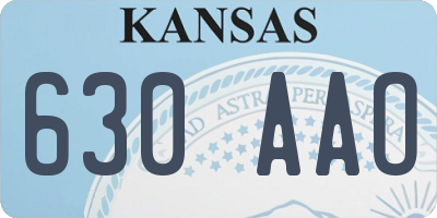 KS license plate 630AAO