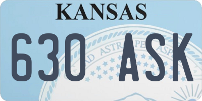 KS license plate 630ASK