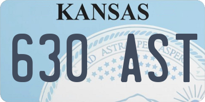 KS license plate 630AST