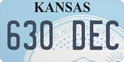 KS license plate 630DEC