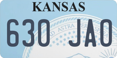 KS license plate 630JAO