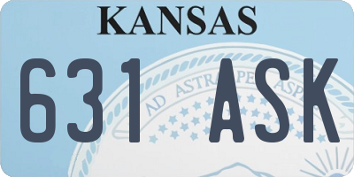 KS license plate 631ASK