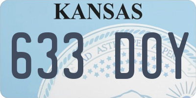 KS license plate 633DOY