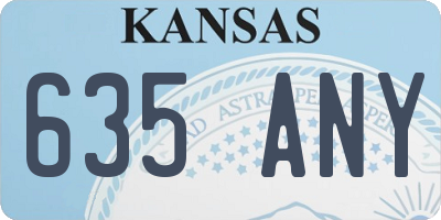 KS license plate 635ANY