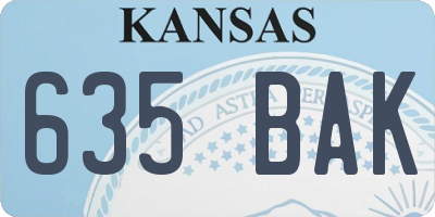 KS license plate 635BAK